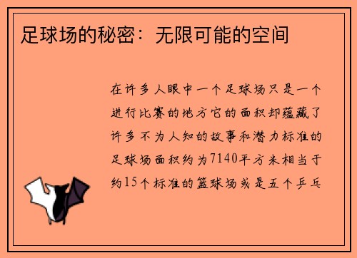 足球场的秘密：无限可能的空间