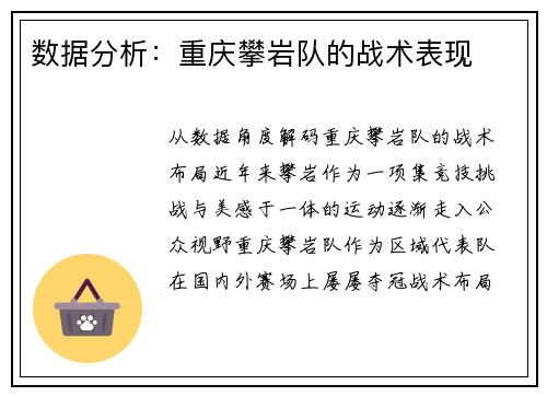 数据分析：重庆攀岩队的战术表现